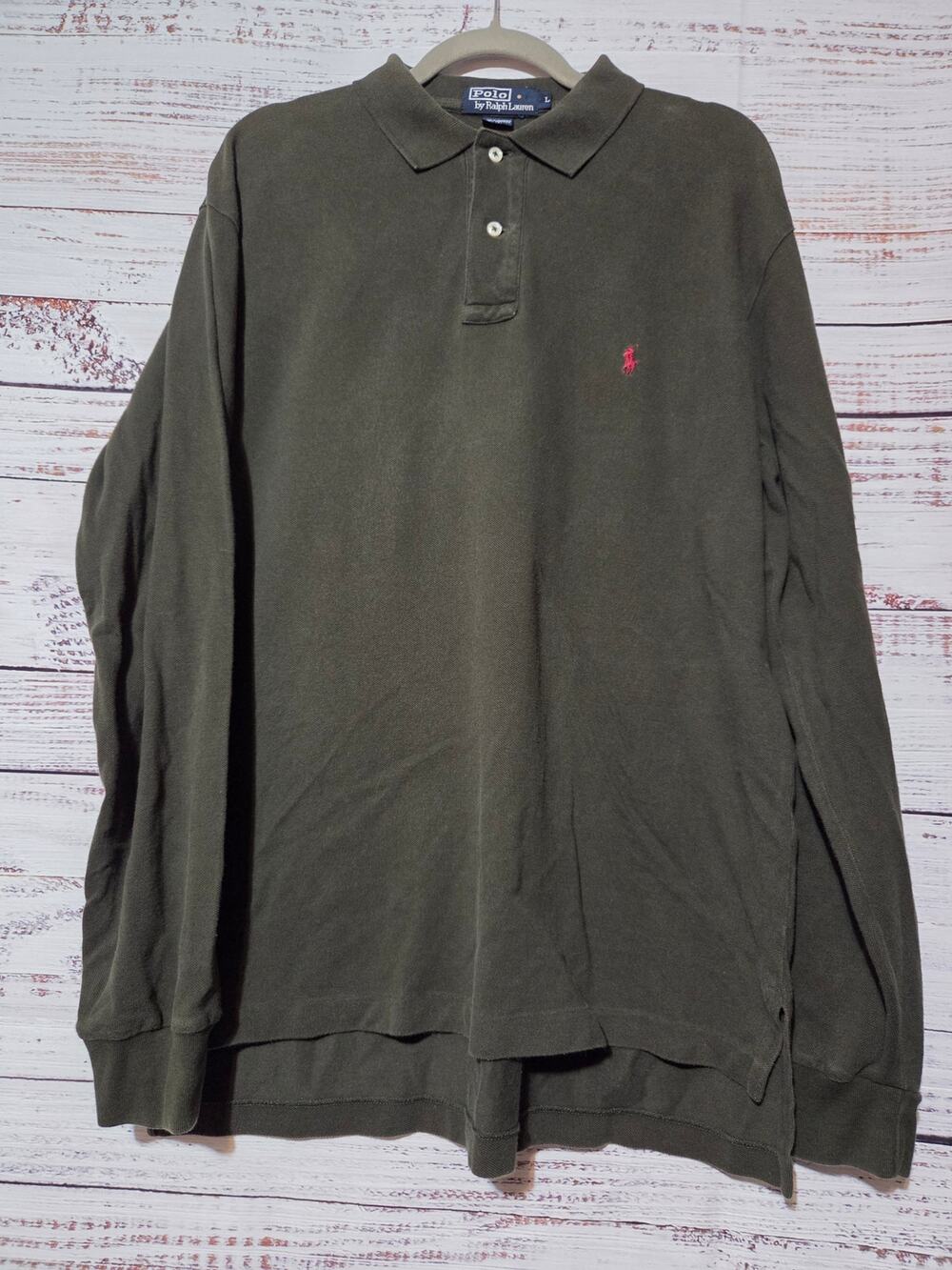 Polo Ralph Lauren Polo Men's Large Long Sleeve 100% Cotton Army Green